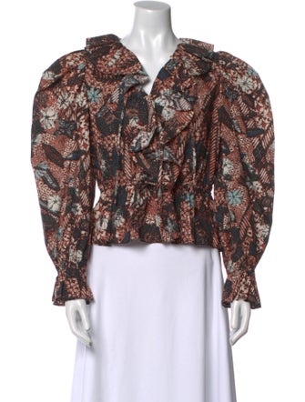 Ulla Johnson Floral Print Long Sleeve Button-Up Top