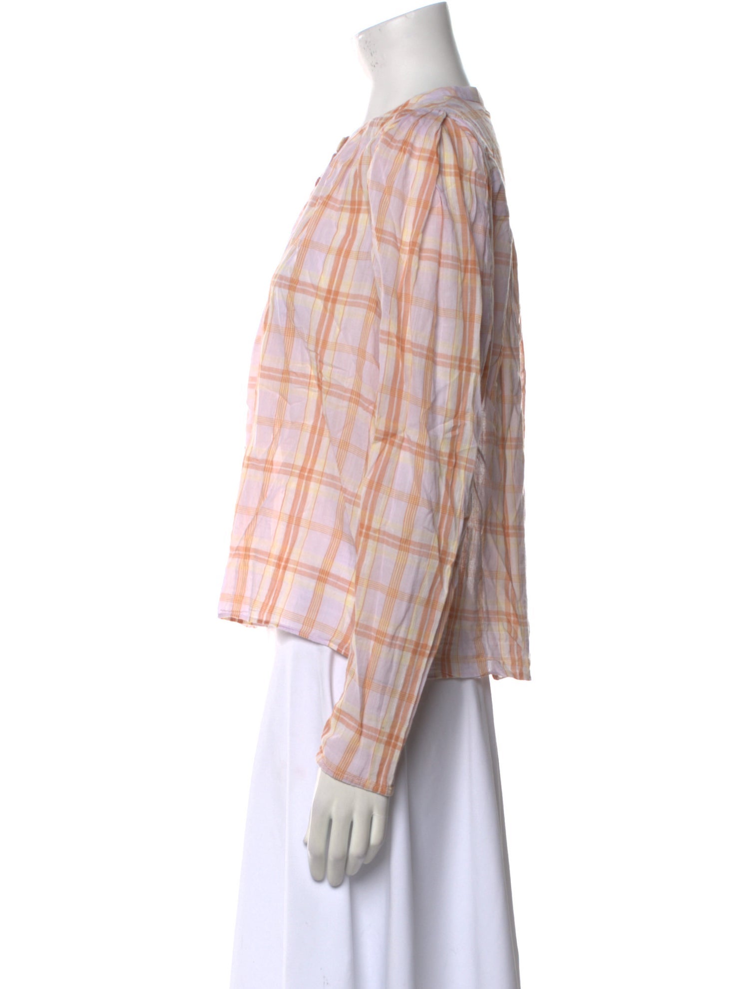 Ulla Johnson Plaid Print Crew Neck Blouse