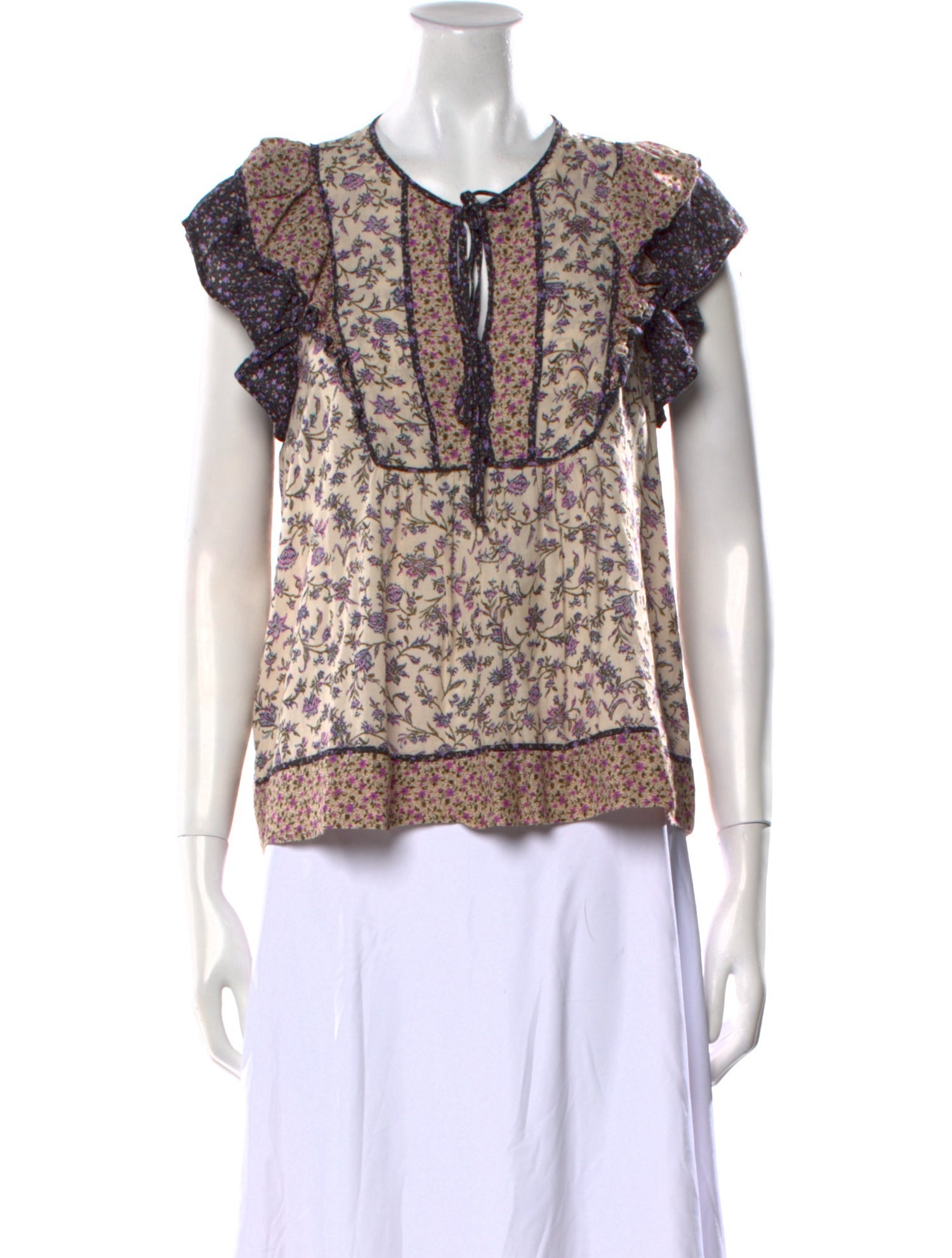 Ulla Johnson Printed Tie Neck Blouse