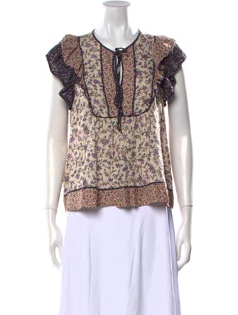 Ulla Johnson Printed Tie Neck Blouse