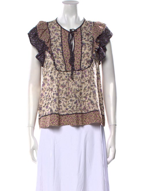 Ulla Johnson Printed Tie Neck Blouse