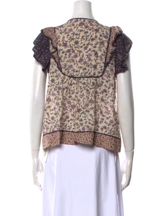 Ulla Johnson Printed Tie Neck Blouse