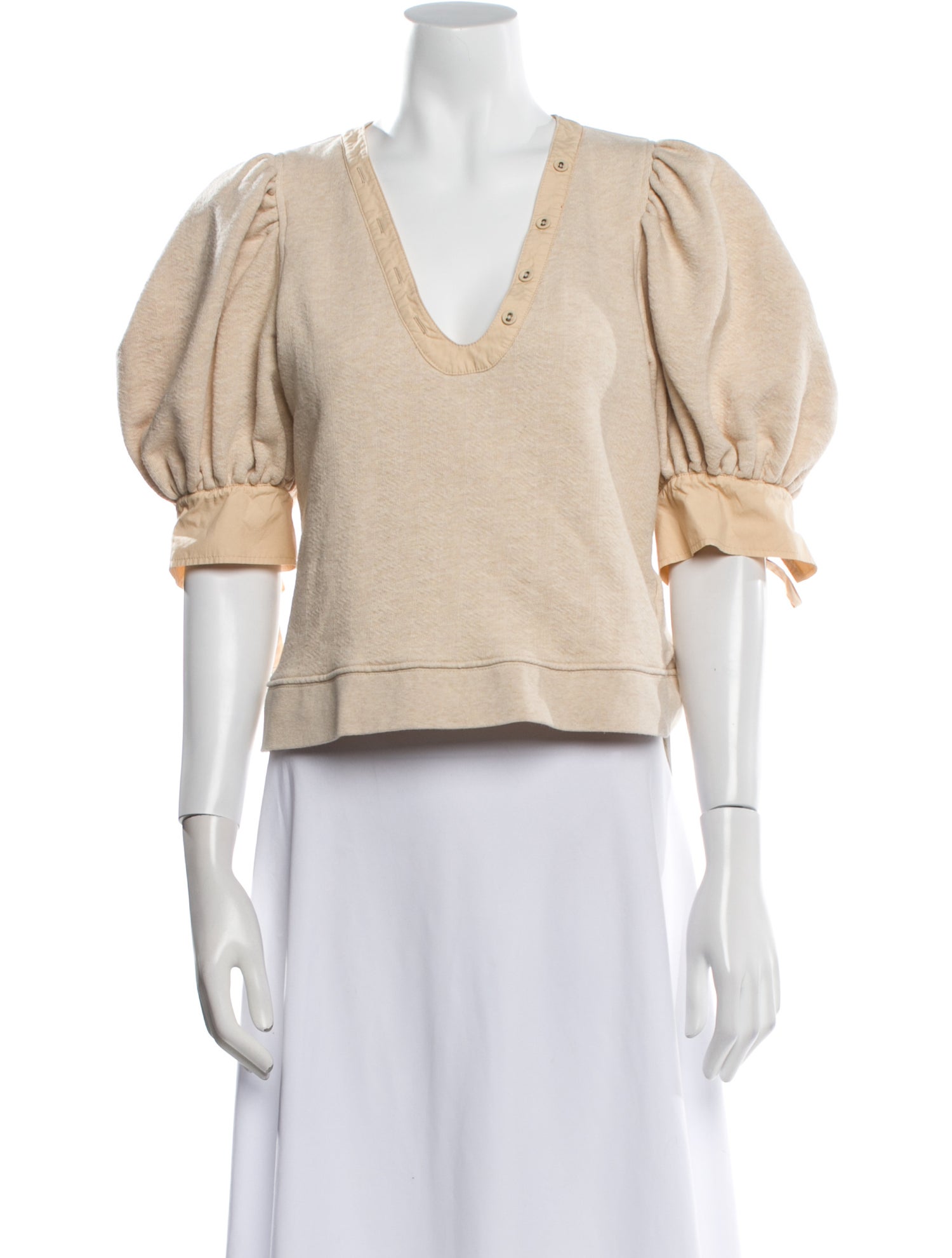 Ulla Johnson V-Neck Short Sleeve Crop Top