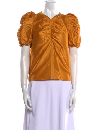 Ulla Johnson V-Neck Short Sleeve Blouse