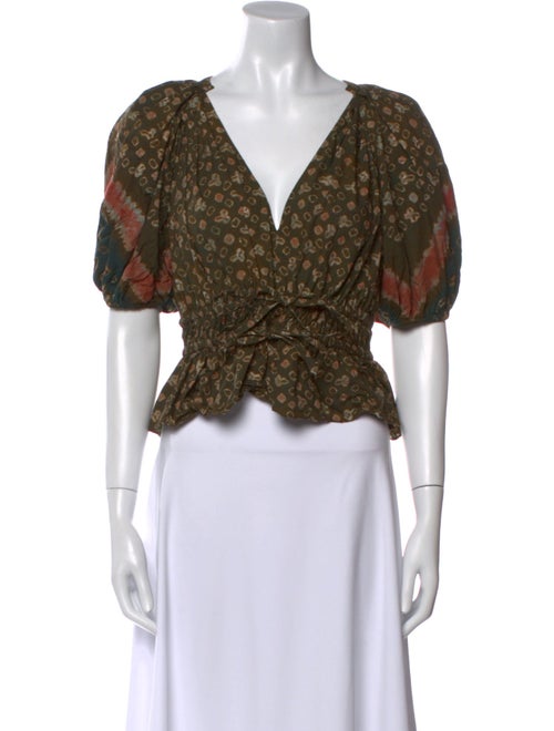 Ulla Johnson Printed V-Neck Crop Top