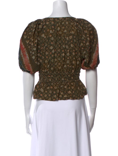 Ulla Johnson Printed V-Neck Crop Top