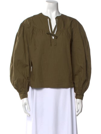 Ulla Johnson V-Neck Long Sleeve Blouse