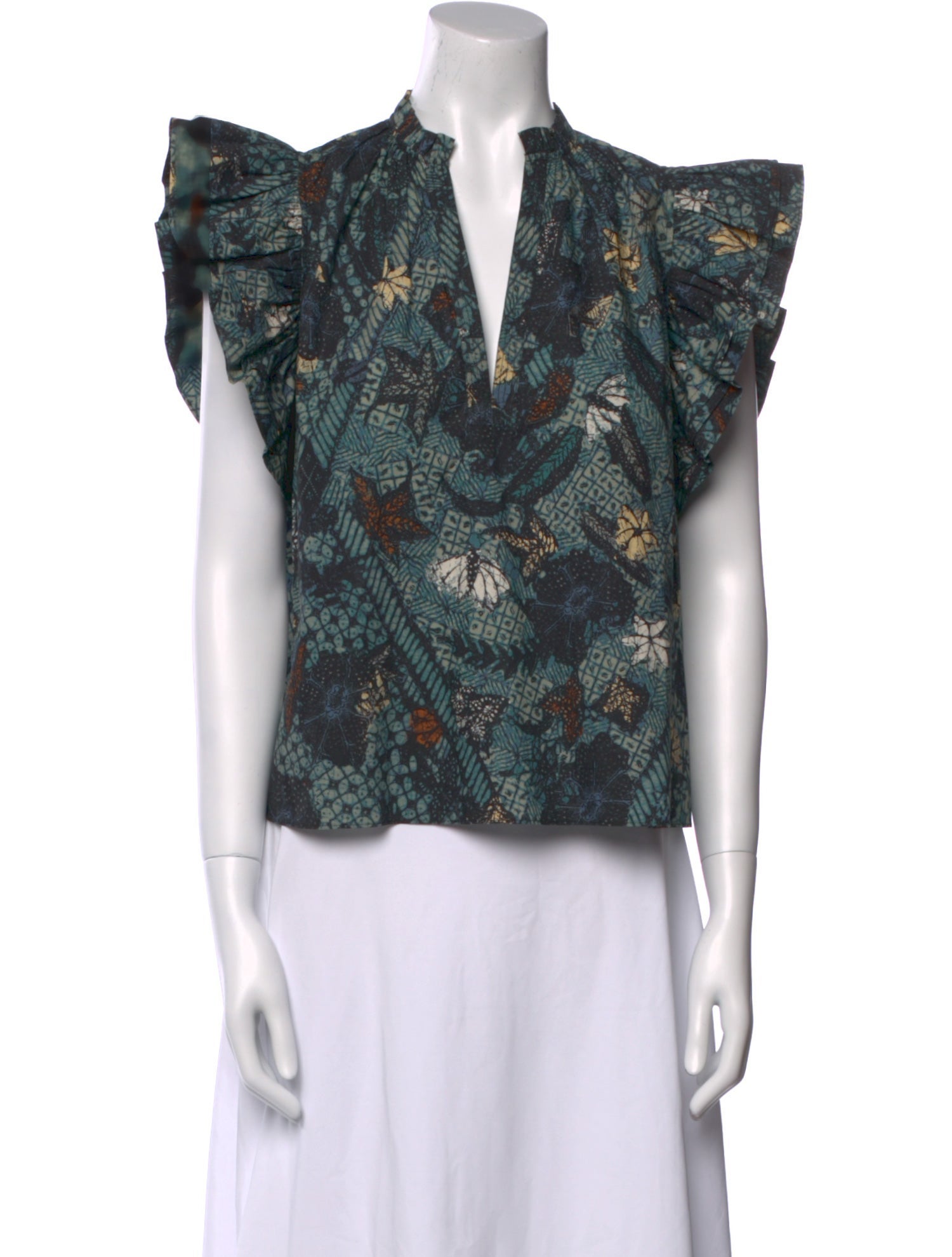 Ulla Johnson Floral Print V-Neck Blouse