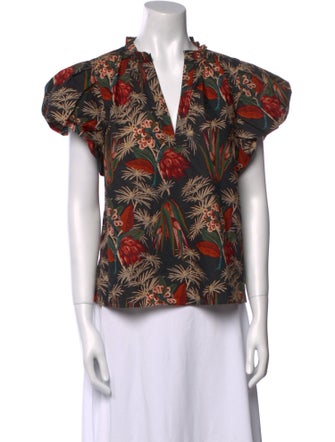 Ulla Johnson Printed V-Neck Blouse