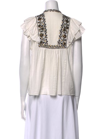 Ulla Johnson Tie Neck Short Sleeve Blouse