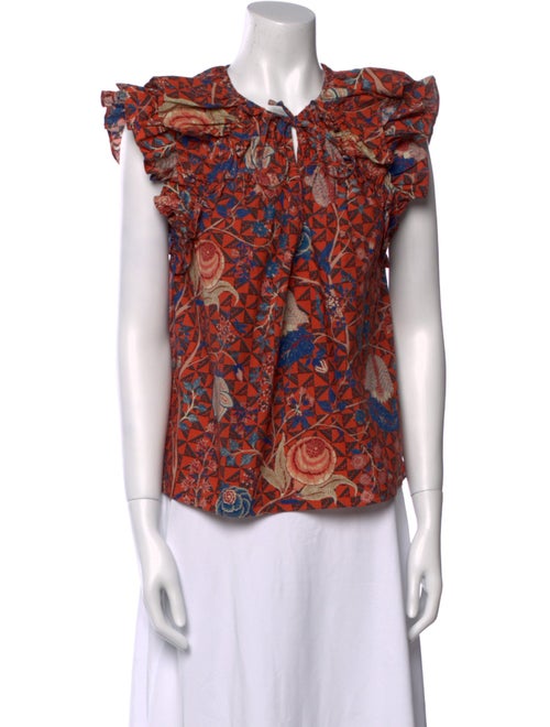 Ulla Johnson Floral Print Crew Neck Blouse