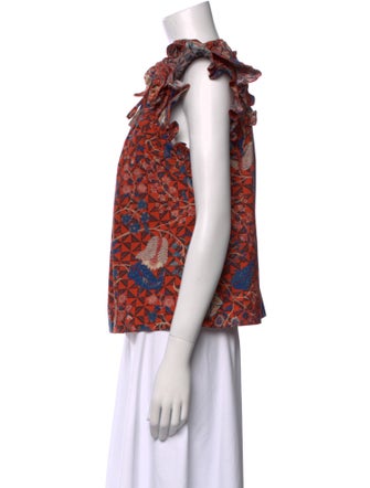 Ulla Johnson Floral Print Crew Neck Blouse