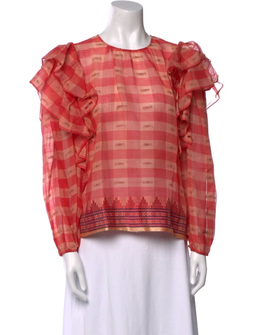Ulla Johnson Plaid Print Crew Neck Blouse