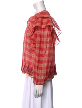 Ulla Johnson Plaid Print Crew Neck Blouse