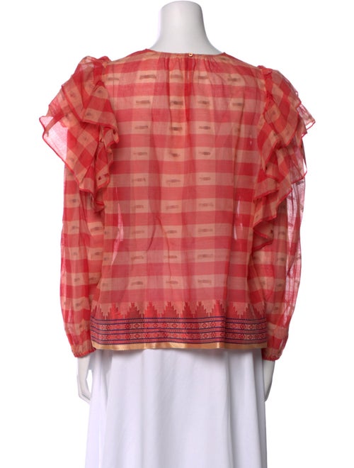 Ulla Johnson Plaid Print Crew Neck Blouse