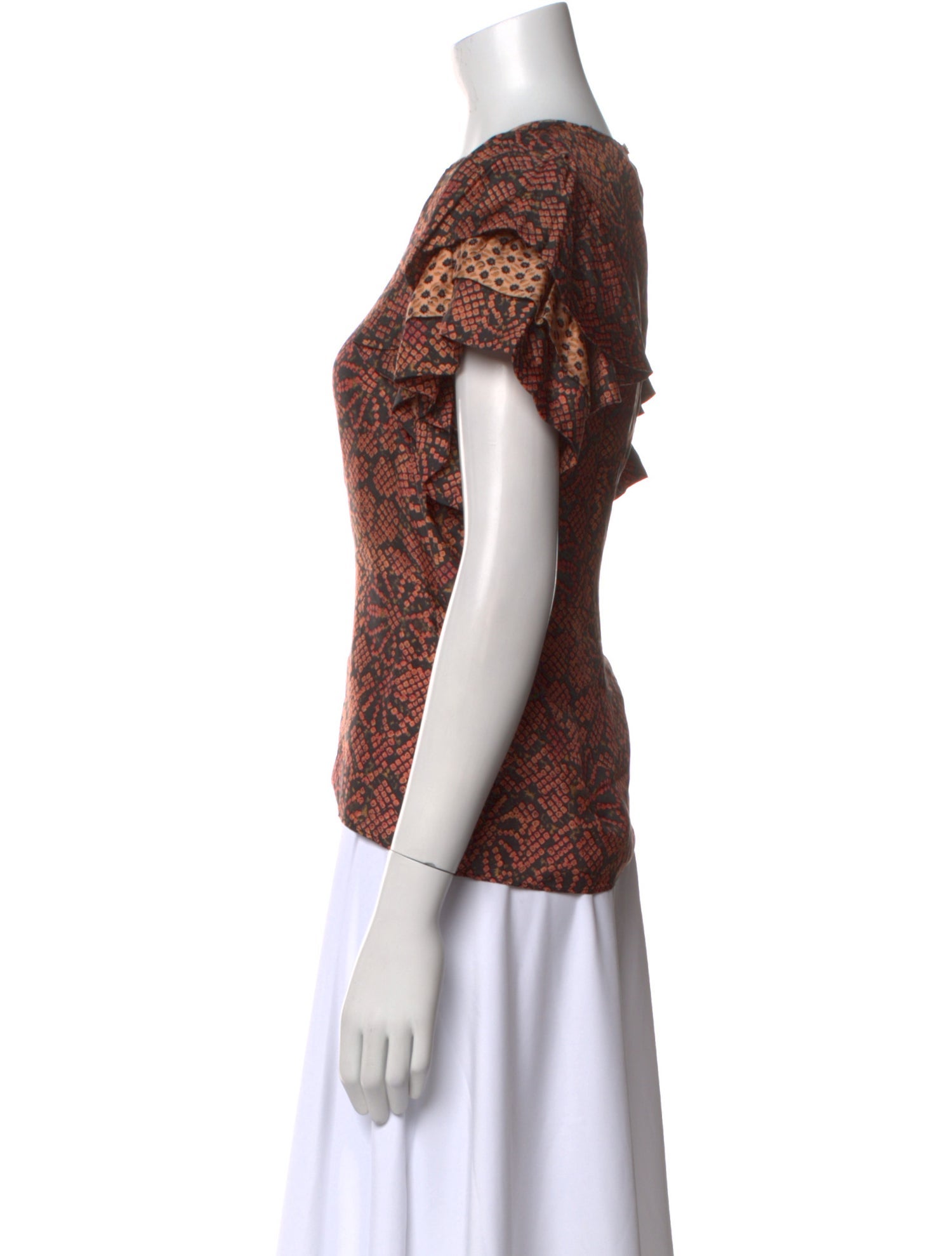 Ulla Johnson Printed Bateau Neckline Blouse