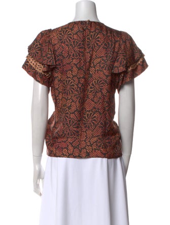 Ulla Johnson Printed Bateau Neckline Blouse