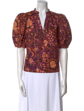 Ulla Johnson Floral Print V-Neck Blouse