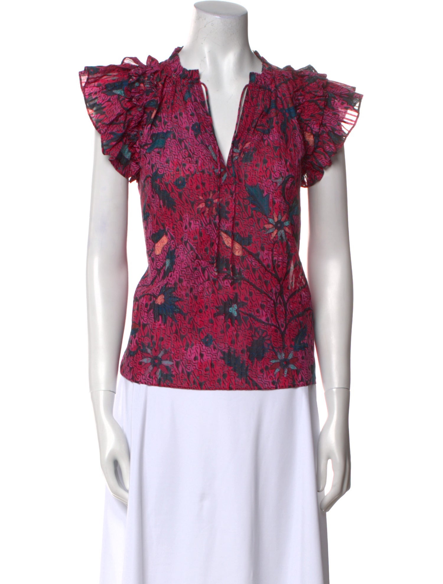 Ulla Johnson Floral Print V-Neck Blouse