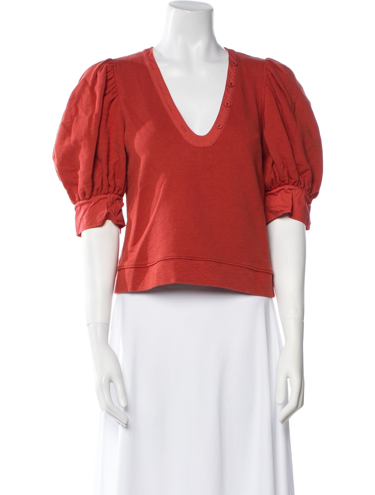 Ulla Johnson V-Neck Short Sleeve Crop Top