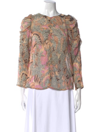 Ulla Johnson Paisley Print Bateau Neckline Blouse