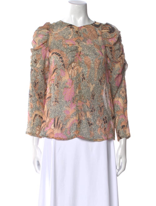 Ulla Johnson Paisley Print Bateau Neckline Blouse