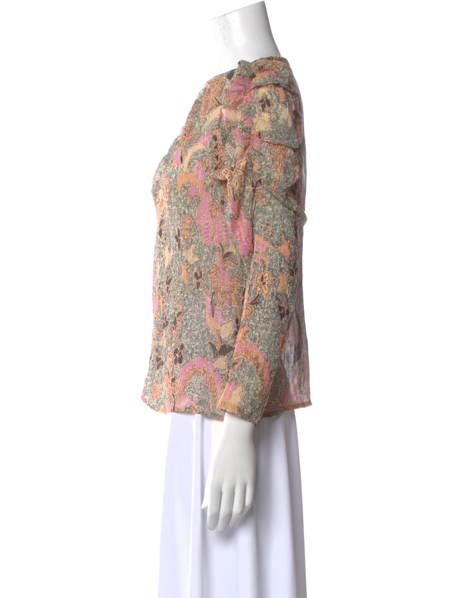 Ulla Johnson Paisley Print Bateau Neckline Blouse