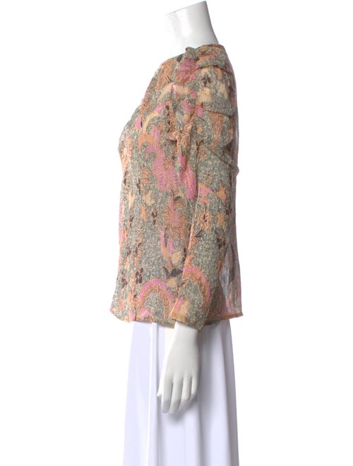Ulla Johnson Paisley Print Bateau Neckline Blouse