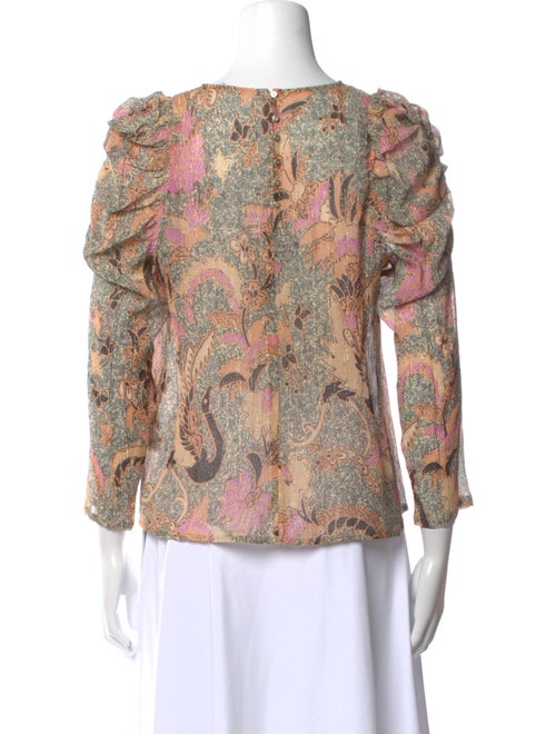 Ulla Johnson Paisley Print Bateau Neckline Blouse