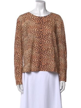 Ulla Johnson Animal Print Scoop Neck Blouse