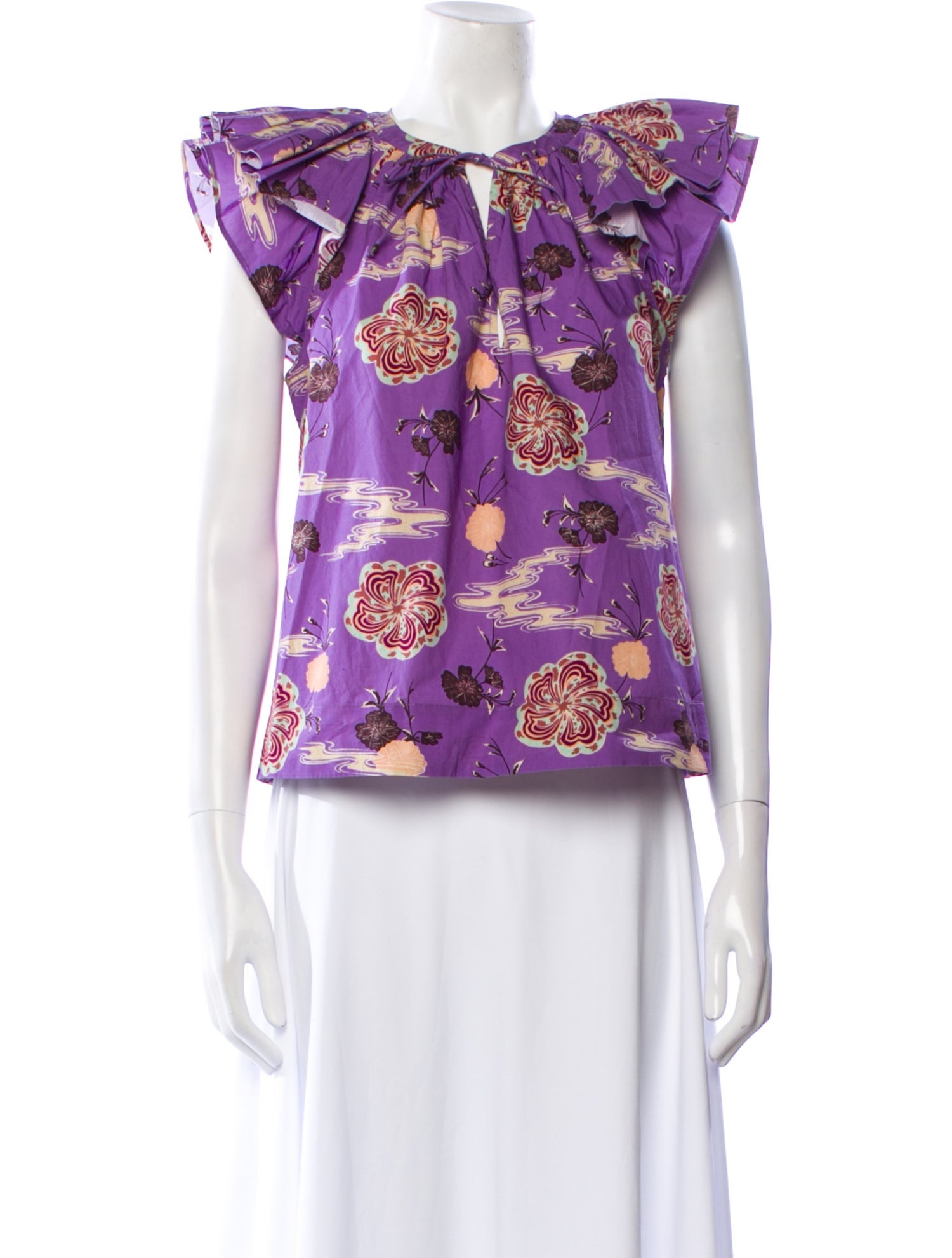 Ulla Johnson Floral Print Bateau Neckline Blouse