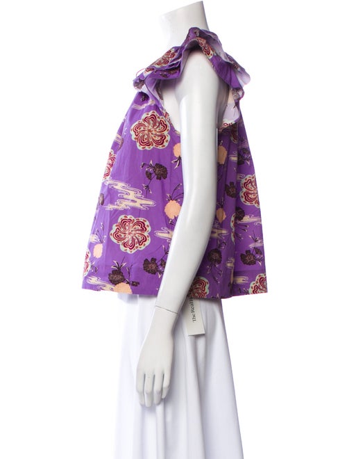 Ulla Johnson Floral Print Bateau Neckline Blouse