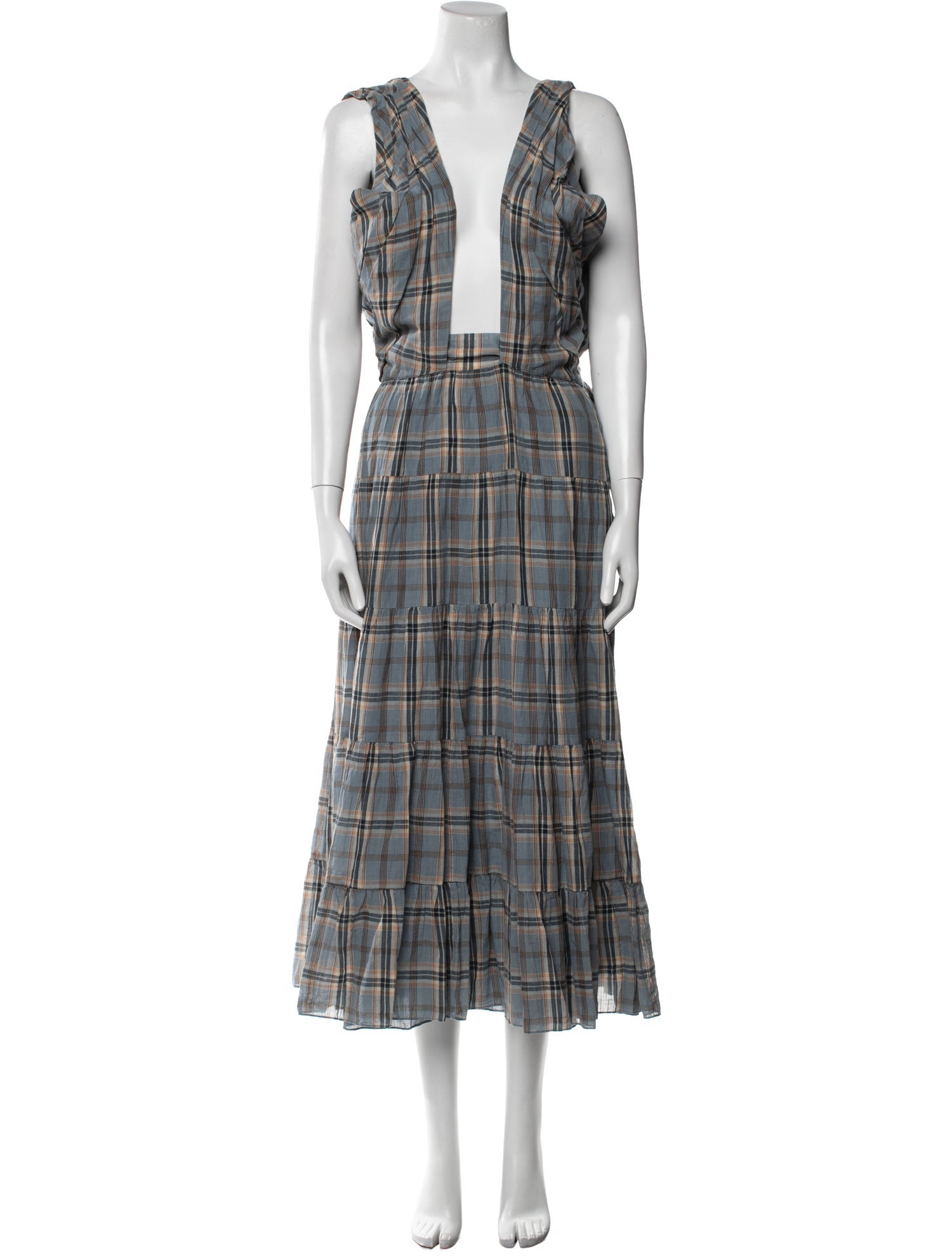 Ulla Johnson Plaid Print Long Dress