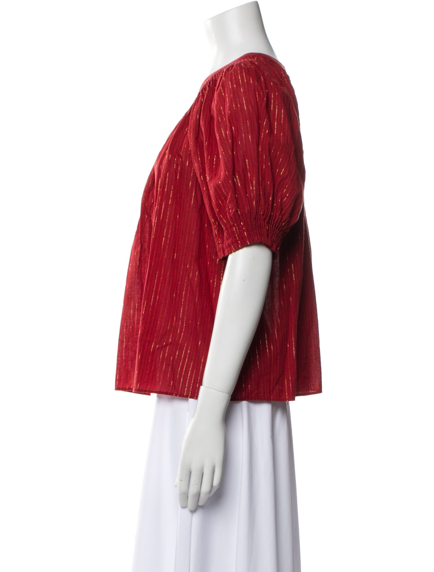 Ulla Johnson Crew Neck Three-Quarter Sleeve Blouse