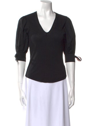 Ulla Johnson V-Neck Three-Quarter Sleeve T-Shirt