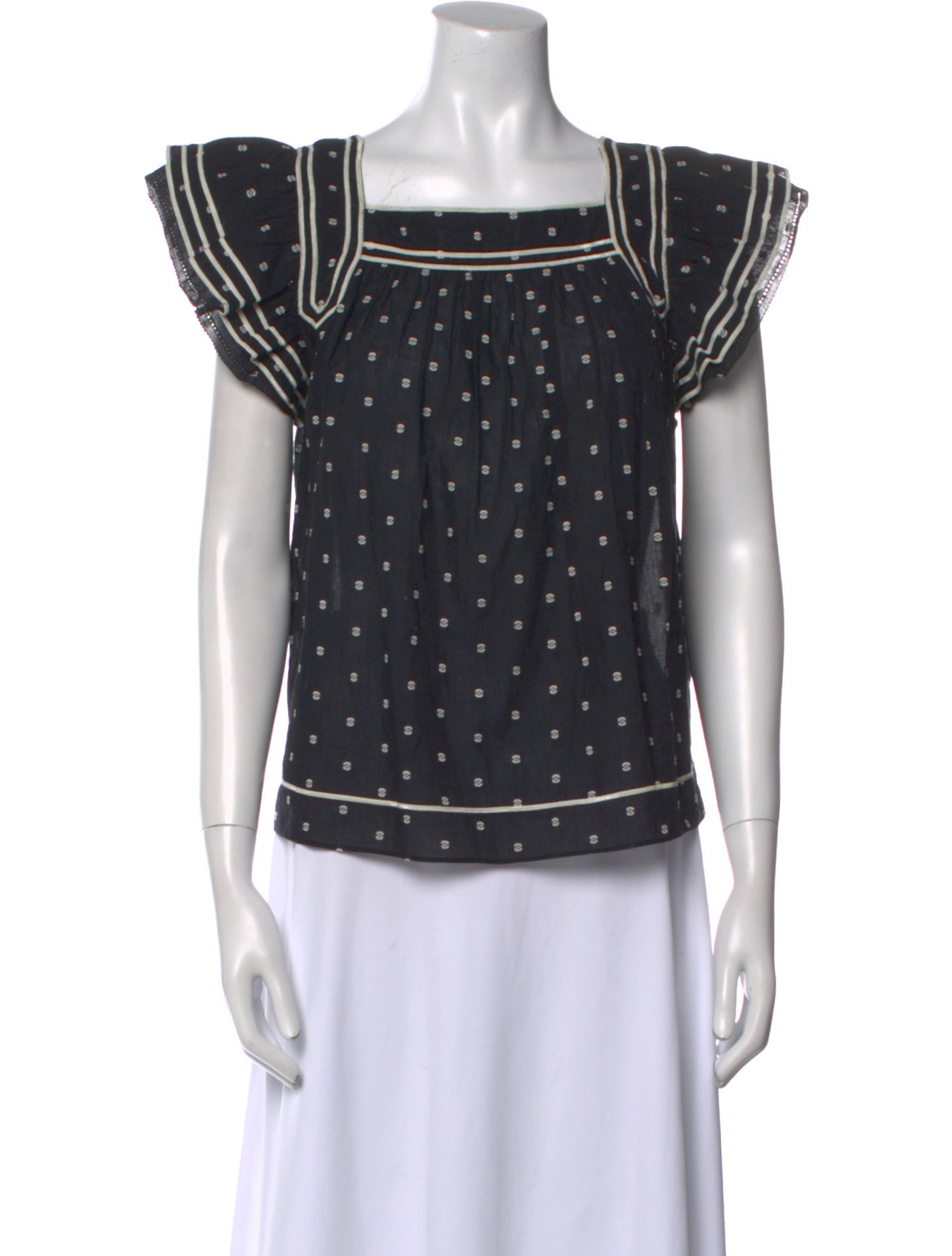 Ulla Johnson Polka Dot Print Square Neckline Top