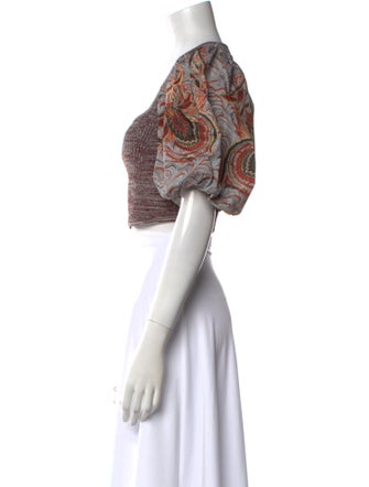 Ulla Johnson Printed Square Neckline Crop Top