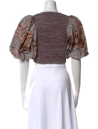 Ulla Johnson Printed Square Neckline Crop Top