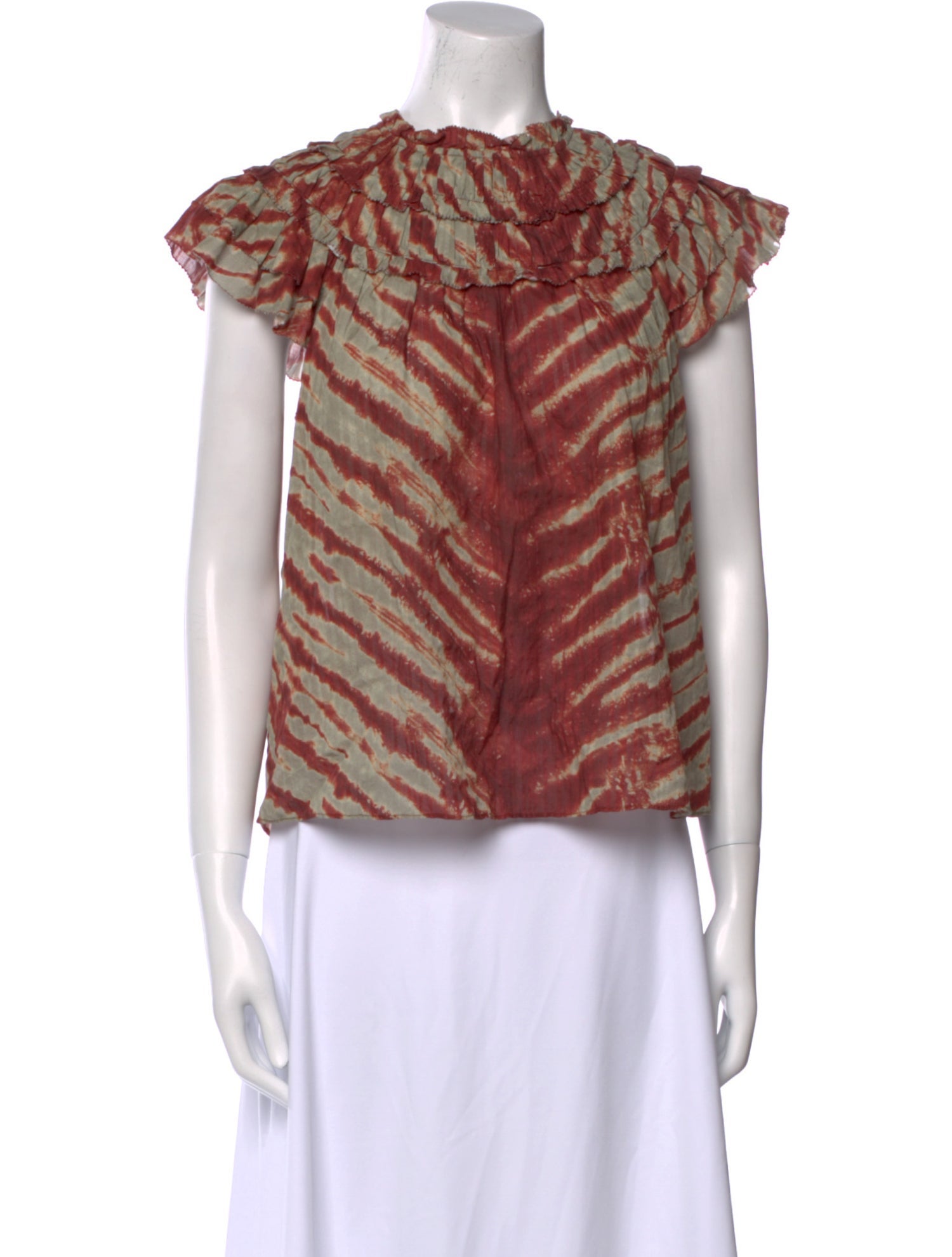 Ulla Johnson Tie-Dye Print Crew Neck Blouse