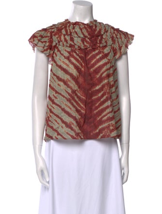 Ulla Johnson Tie-Dye Print Crew Neck Blouse