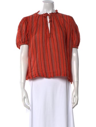 Ulla Johnson Striped Mock Neck Blouse