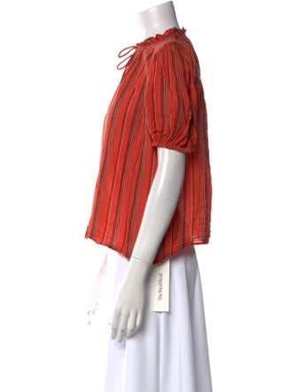 Ulla Johnson Striped Mock Neck Blouse