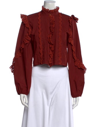 Ulla Johnson Mock Neck Long Sleeve Blouse