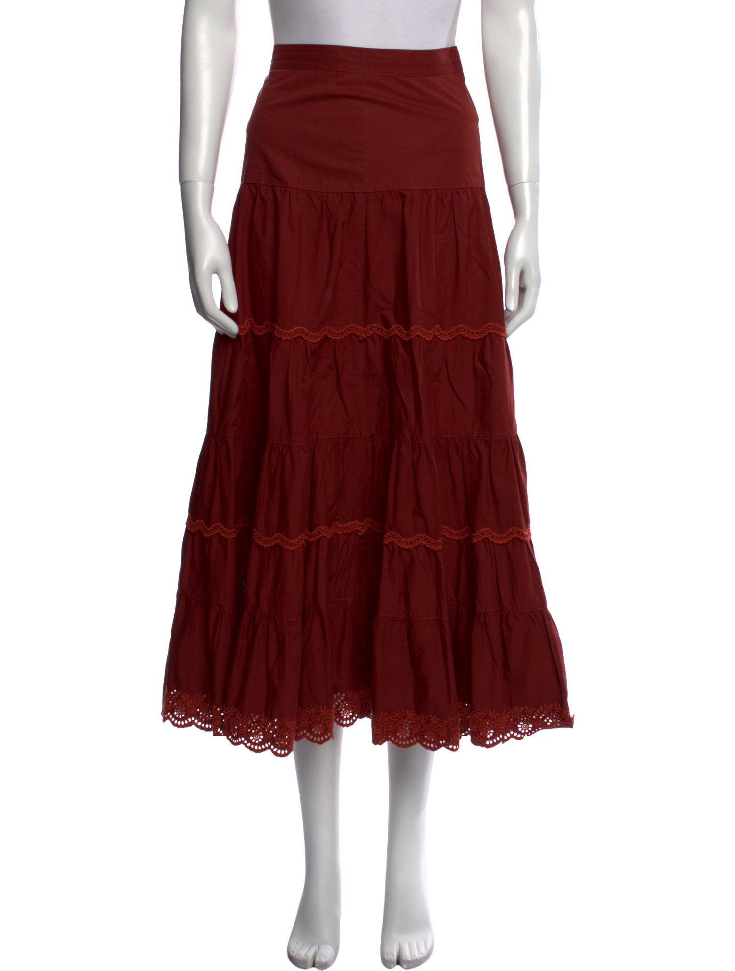 Ulla Johnson Embroidered Accent Midi Length Skirt