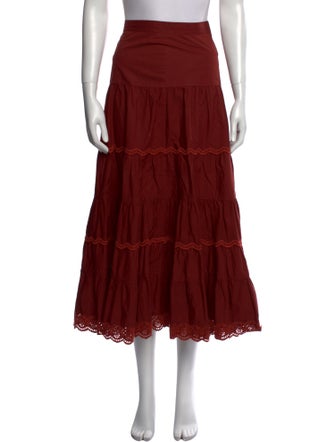 Ulla Johnson Embroidered Accent Midi Length Skirt