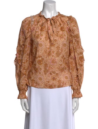 Ulla Johnson Floral Print Mock Neck Blouse