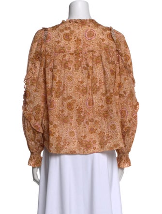 Ulla Johnson Floral Print Mock Neck Blouse