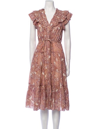 Ulla Johnson Floral Print Midi Length Dress
