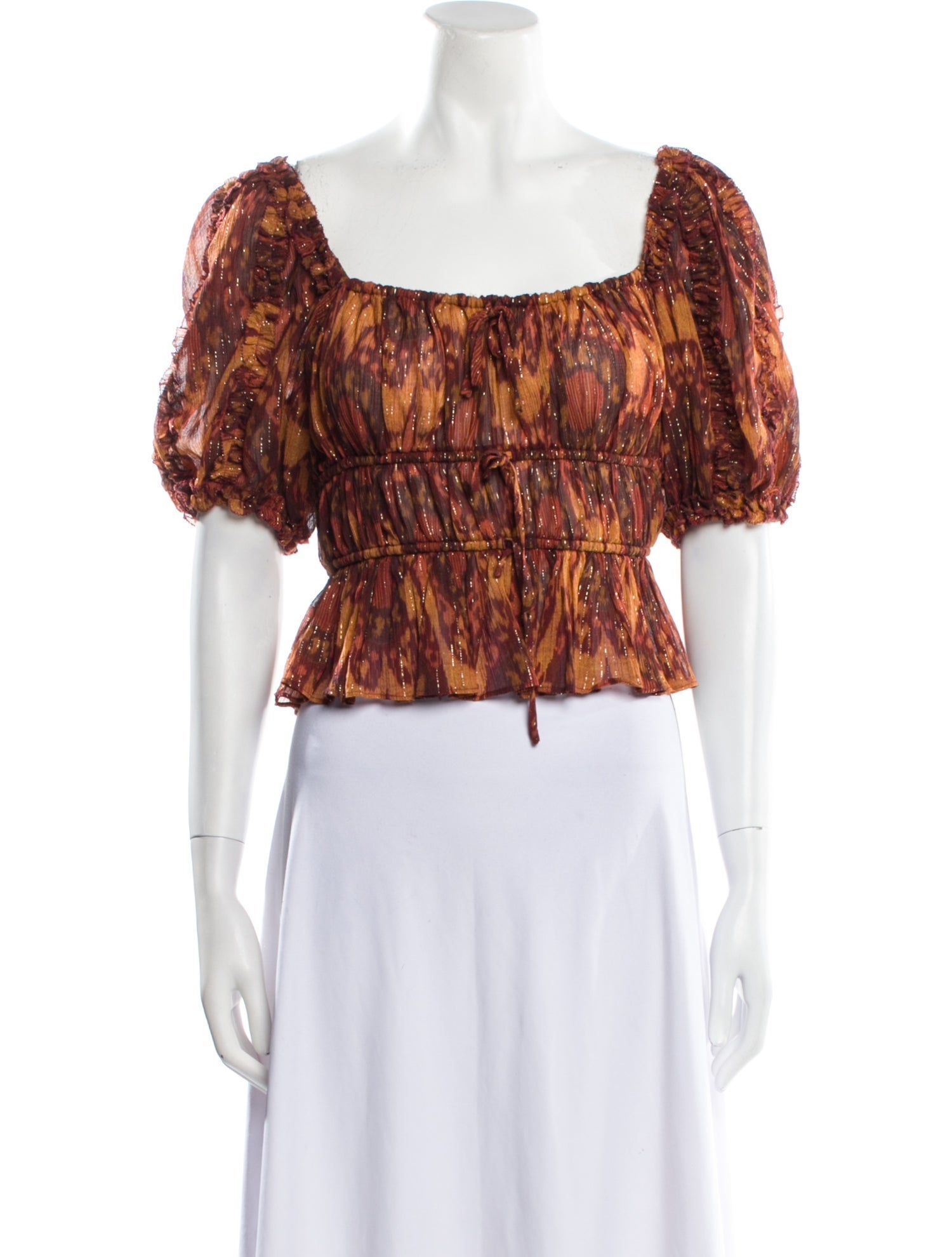 Ulla Johnson Printed Square Neckline Crop Top