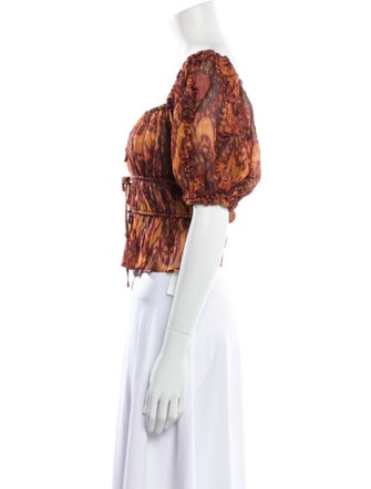 Ulla Johnson Printed Square Neckline Crop Top